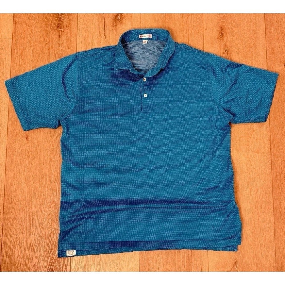Peter Millar Men's Polo Shirt XL Blue Short Sleeve   100% Cotton Classic Golf